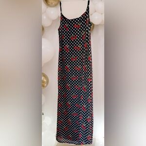 Cherry Print Polka Dot Strapless Sundress Sz M/L NWOT